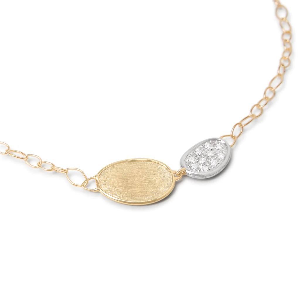 Marco Bicego Lunaria Collection 18K Yellow Gold and Diamond Petite Double Leaf Necklace 1