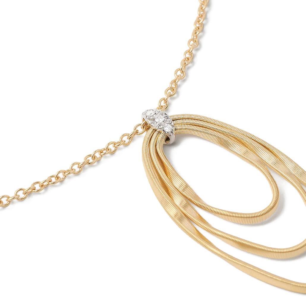 Marco Bicego Marrakech Onde Collection 18K Yellow Gold and Diamond Concentric Small Pendant 2