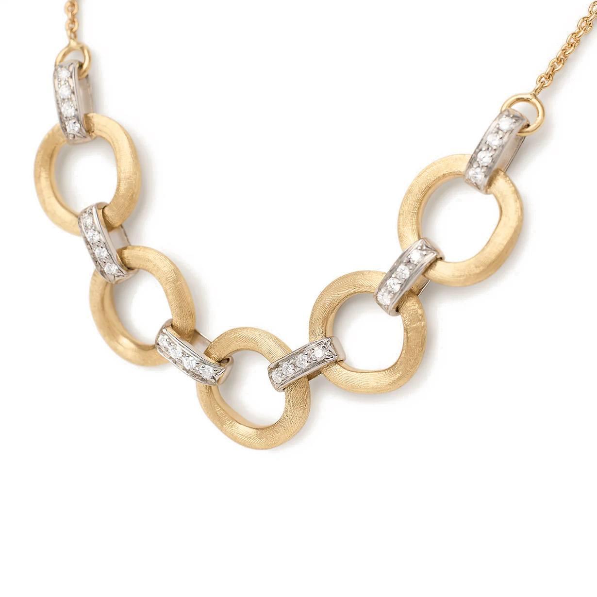 Marco Bicego Jaipur Link Collection 18K Yellow & White Gold Five Link Diamond Half Collar Necklace 2