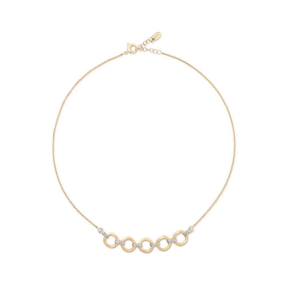 Marco Bicego Jaipur Link Collection 18K Yellow & White Gold Five Link Diamond Half Collar Necklace