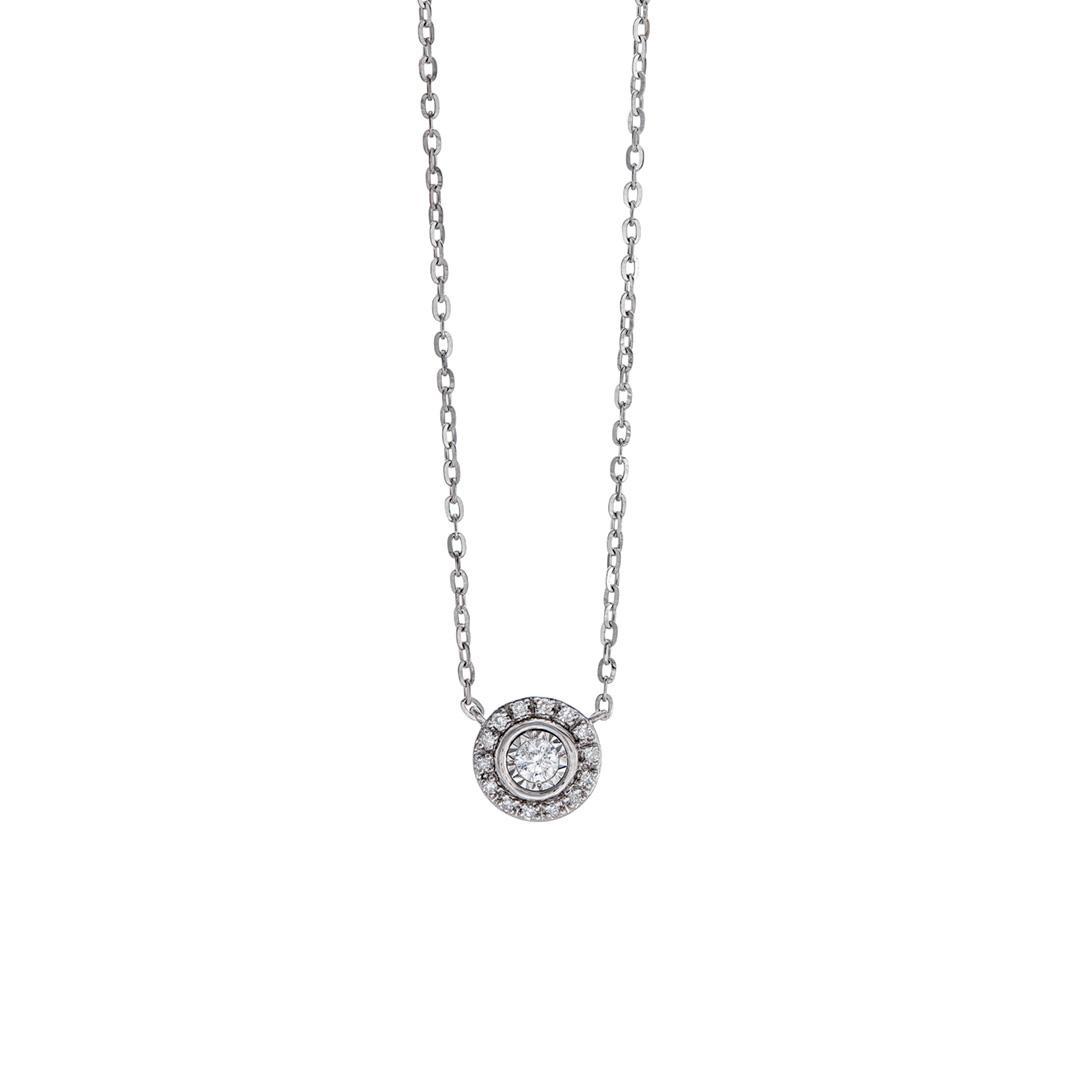 Mini Diamond Halo Pendant Necklace