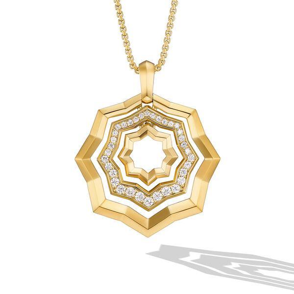 David Yurman Stax Zig Zag 38mm 18k Yellow Gold Pendant Necklace with Diamonds 0