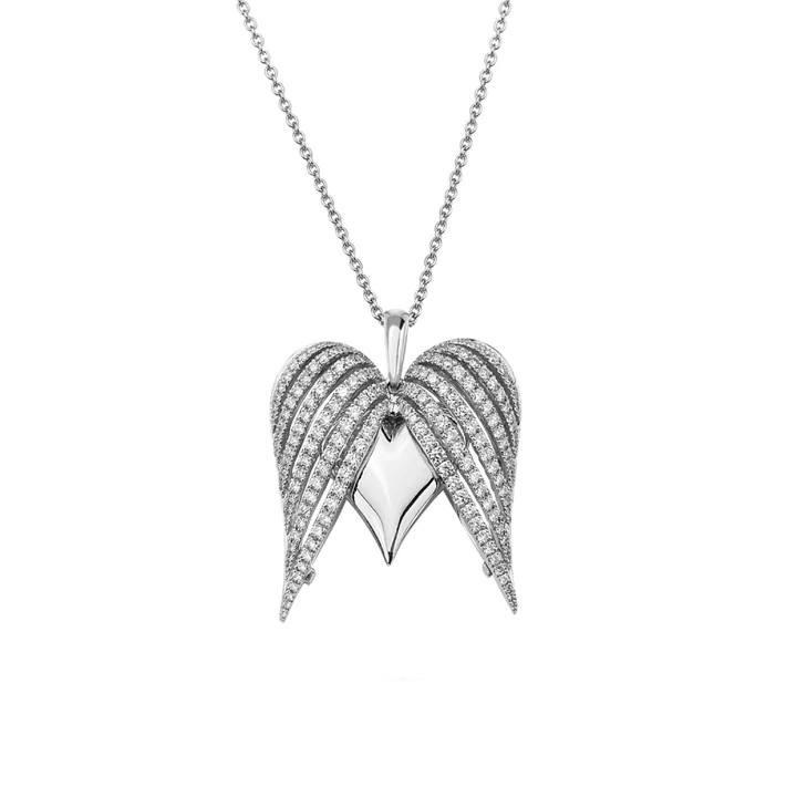 Charles Krypell Large Diamond White Gold Angel Heart Necklace 1