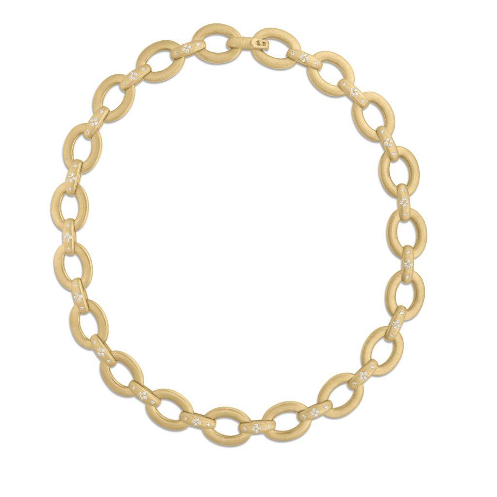 Roberto Coin Duchessa Yellow Gold Oval Link Diamond Necklace