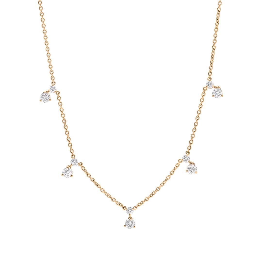 Roberto Coin Diamonds by the Inch Yellow Gold Dangle Station Necklace