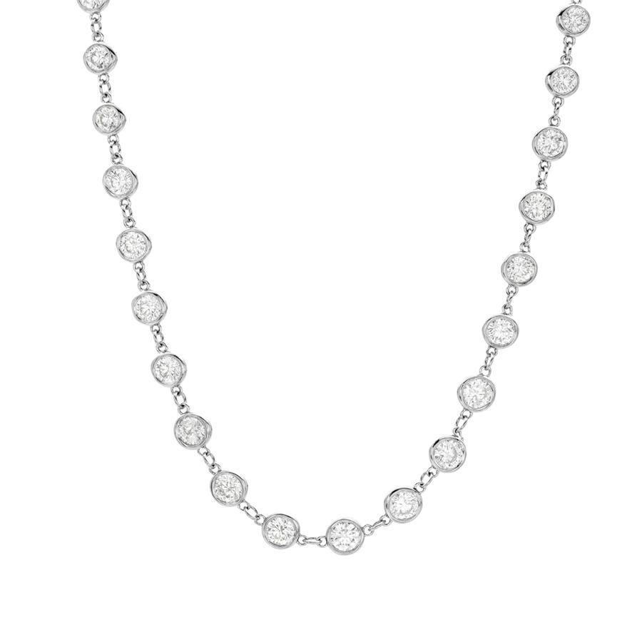 6.3 CTW Round Diamond Bezel Set White Gold Necklace