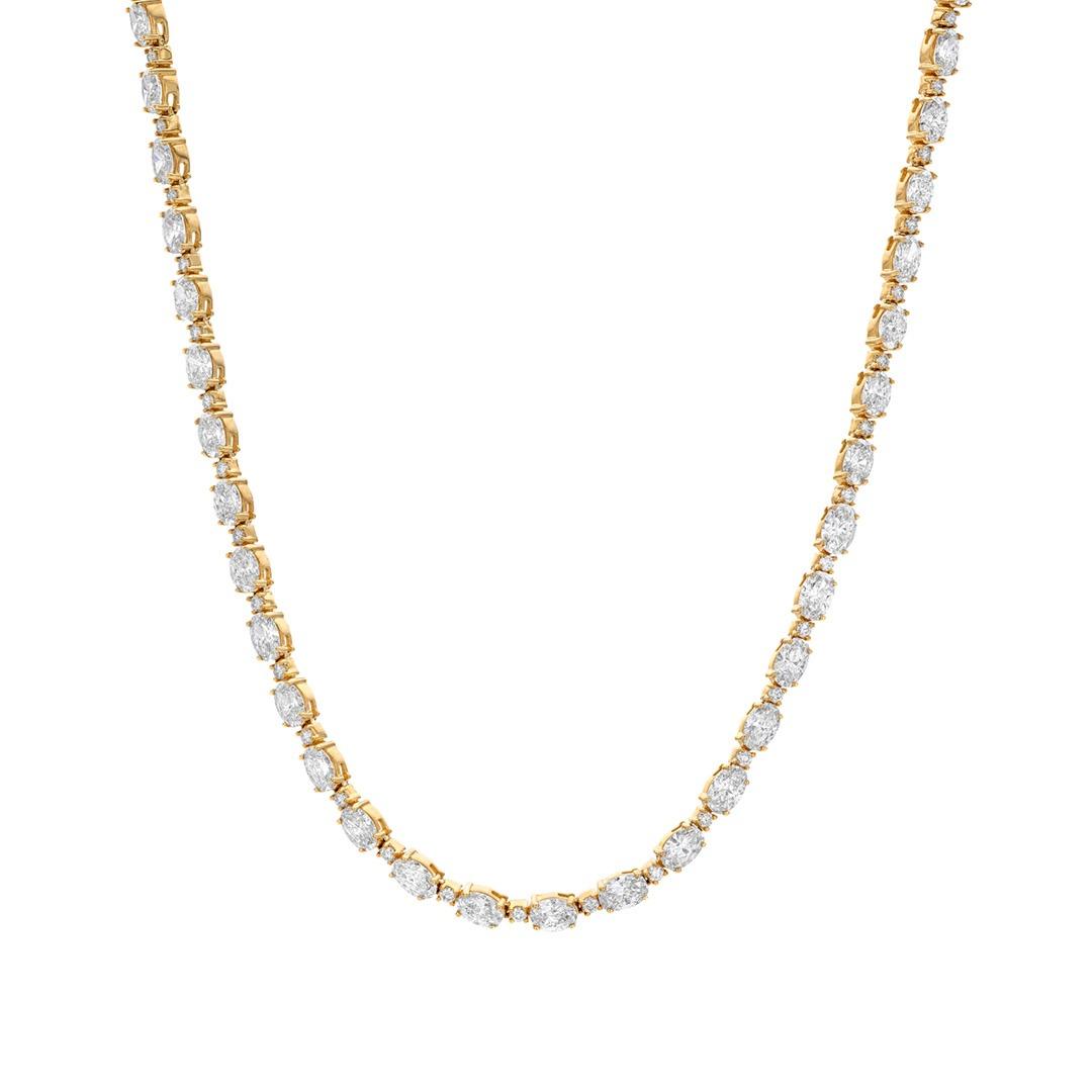 Oval Diamond Collar Necklace in Yellow Gold 1