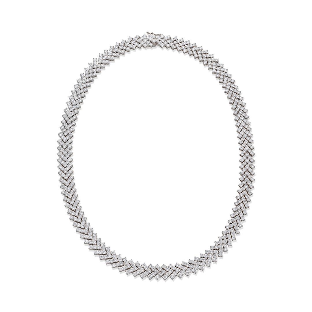 37.55 CTW Round Diamond Flexible V Necklace