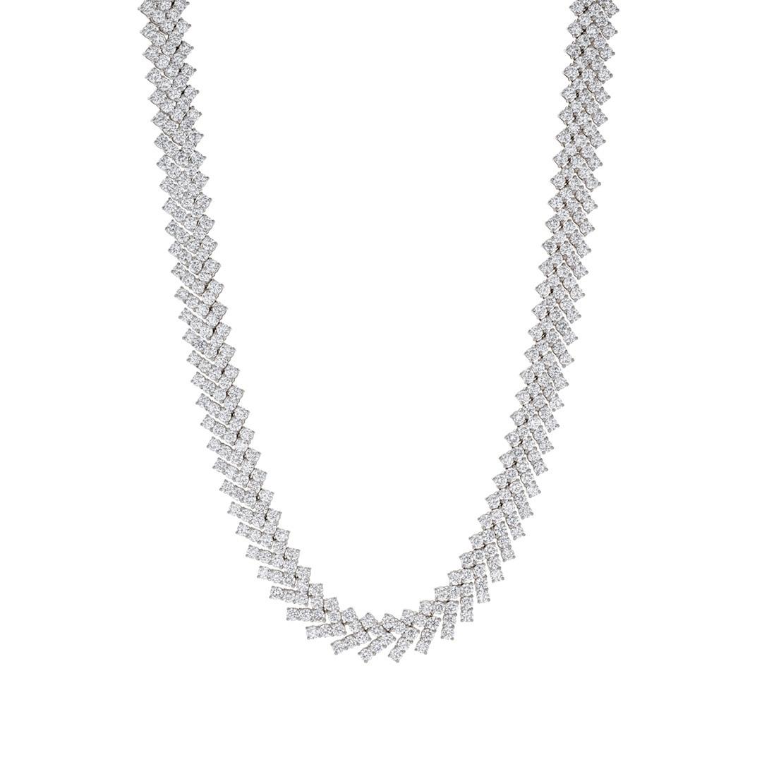 37.55 CTW Round Diamond Flexible V Necklace 1