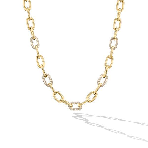David Yurman DY Madison 8.5mm Chain Necklace in 18k Yellow Gold with Diamonds
