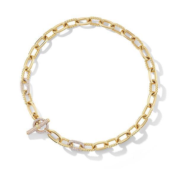 David Yurman DY Madison 11mm Toggle Chain Necklace in 18k Yellow Gold with Diamonds