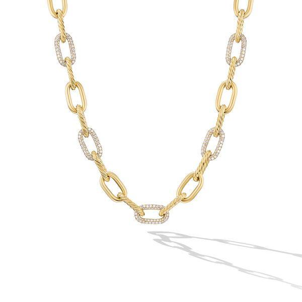 David Yurman DY Madison 11mm Chain Necklace in 18k Yellow Gold with Diamonds