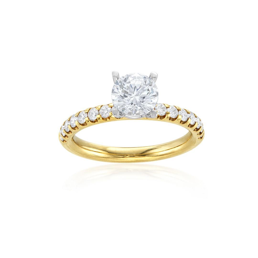 Yellow Gold Semi-Mount Diamond Comfort Fit Engagement Ring