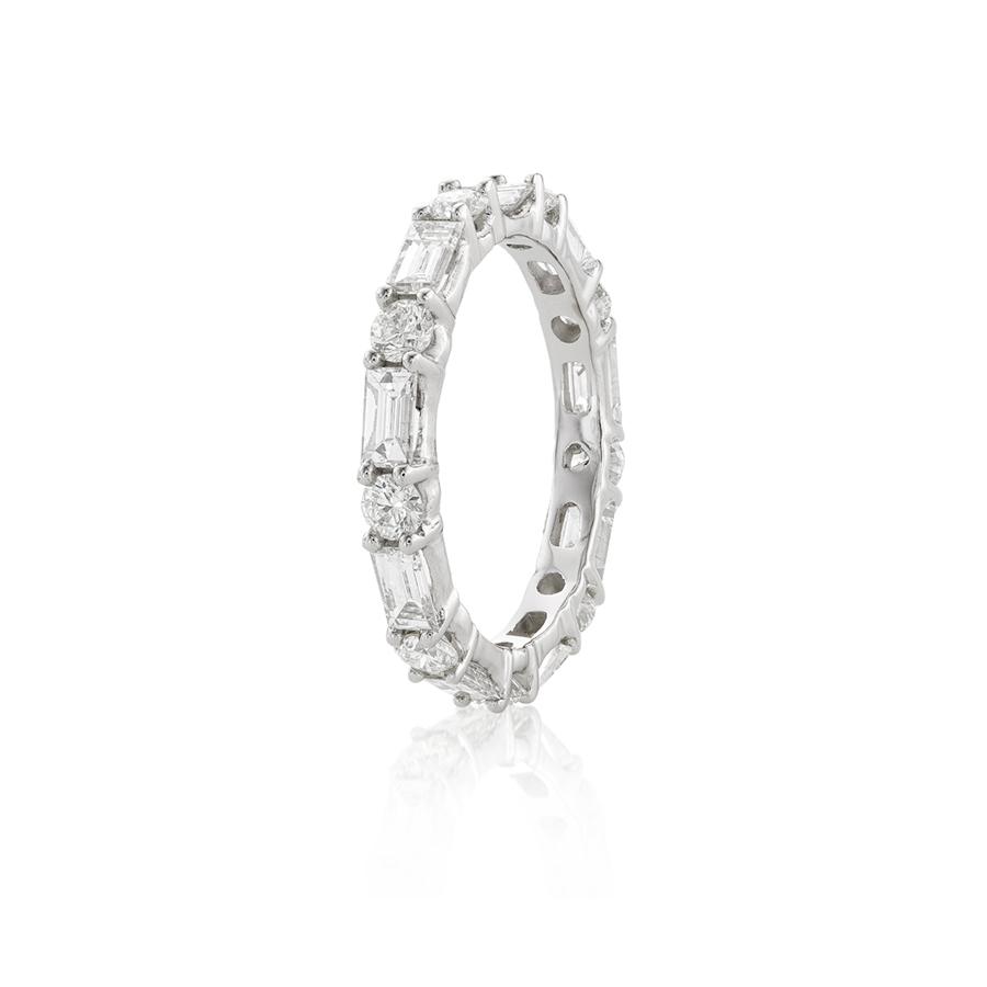 Round and Baguette Diamond Eternity Band
