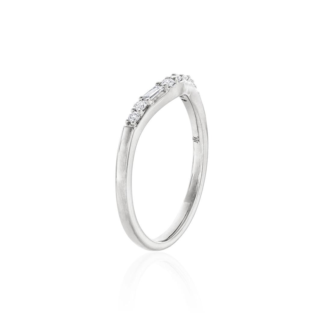 Fitted Wedding Band with Round and Baguette Diamonds 1