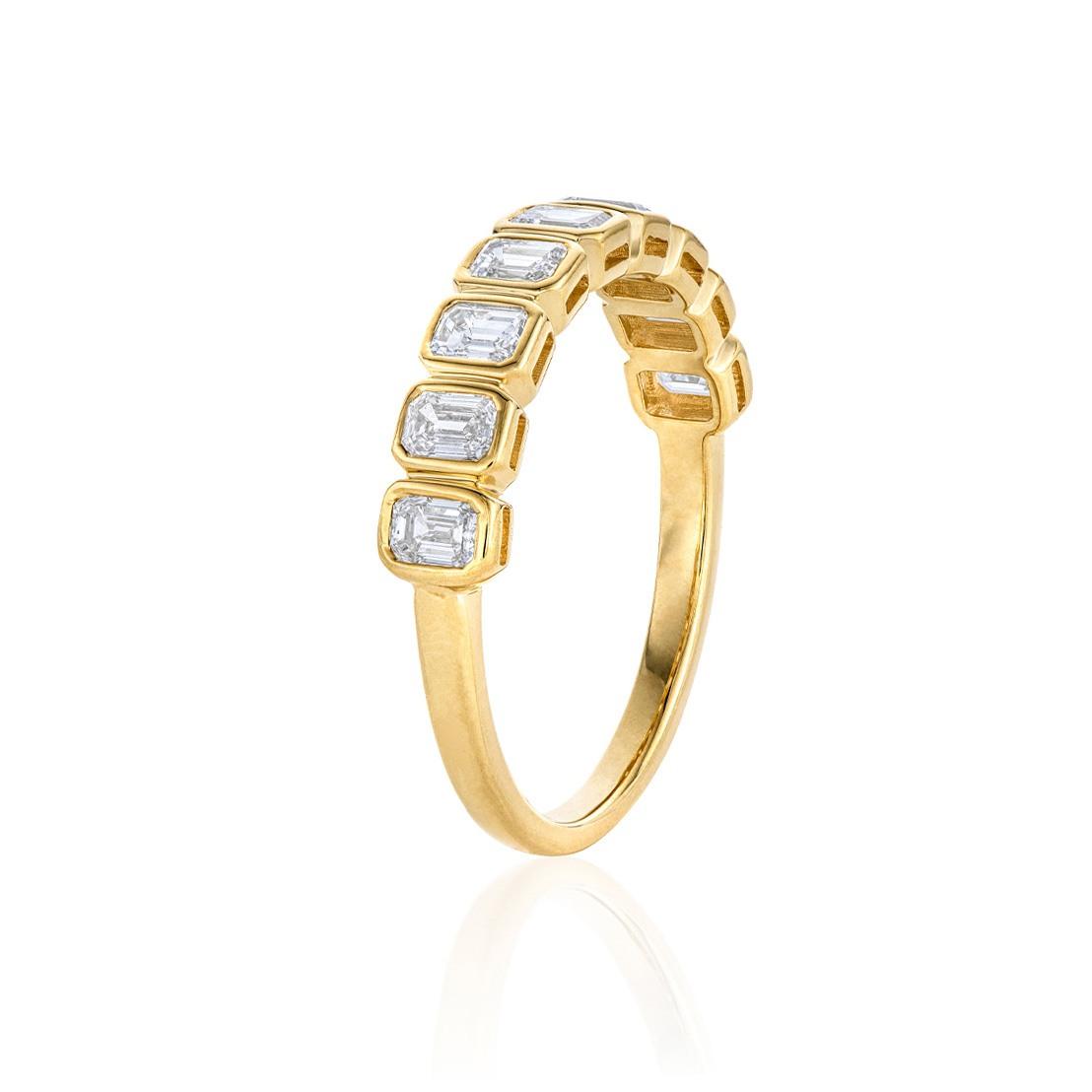 Bezel-Set 0.82 CTW Nine-Stone Emerald-Cut Diamond Ring 1