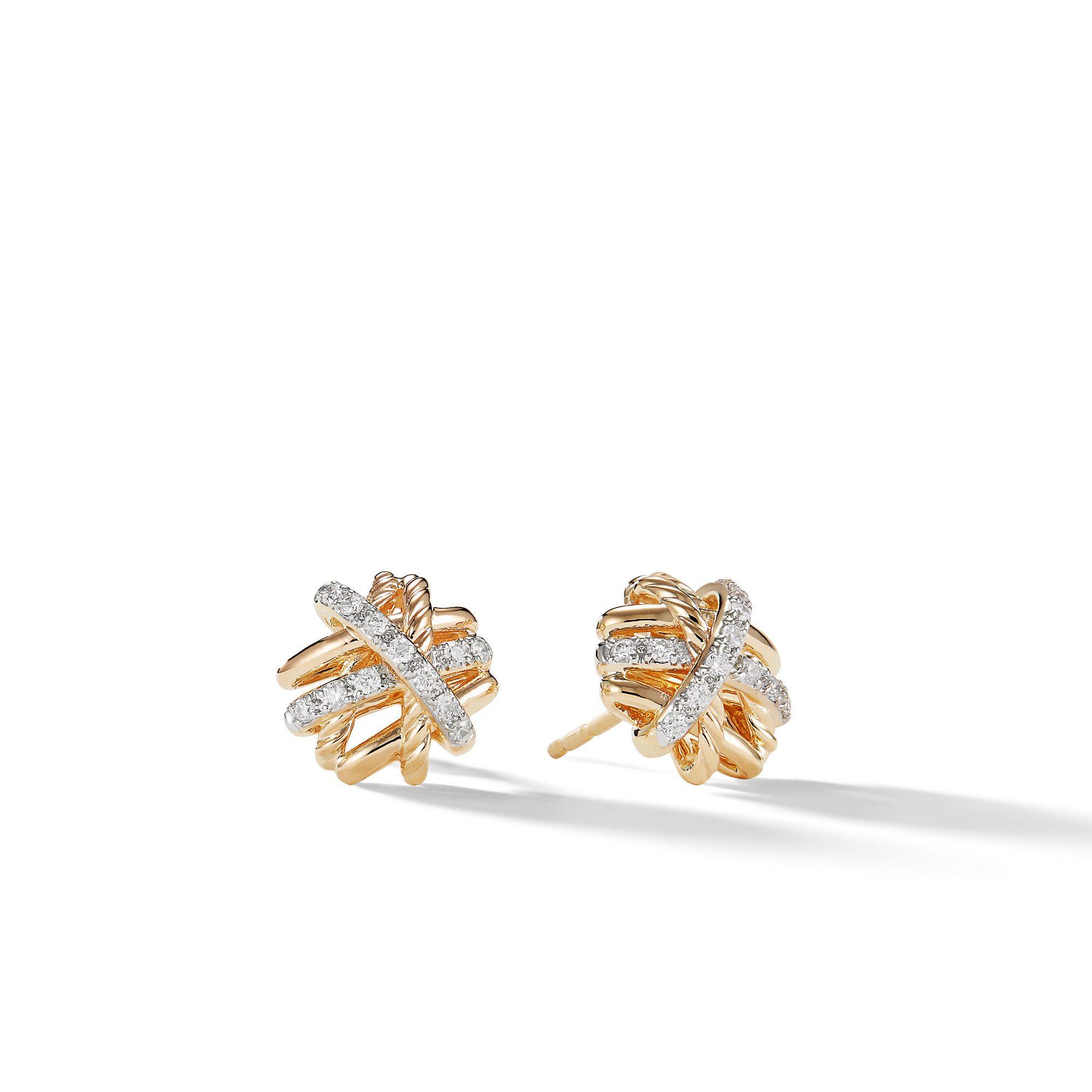 David Yurman Crossover Earrings with Diamonds in 18k Gold