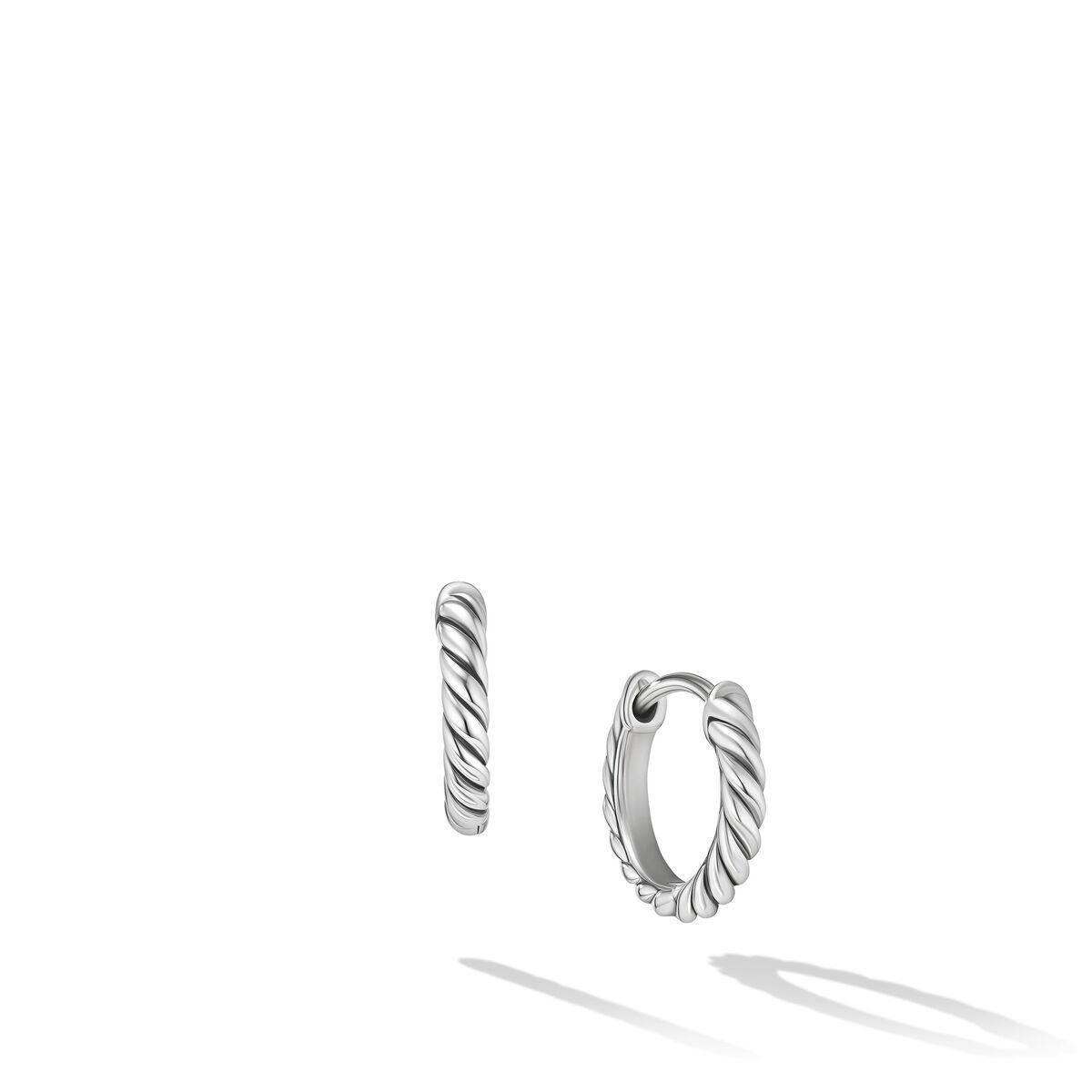 David Yurman Sculpted Cable Huggie Hoop Earrings in Sterling Silver
