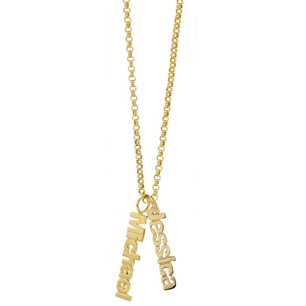 Gold Plated Double Name Charm Necklace