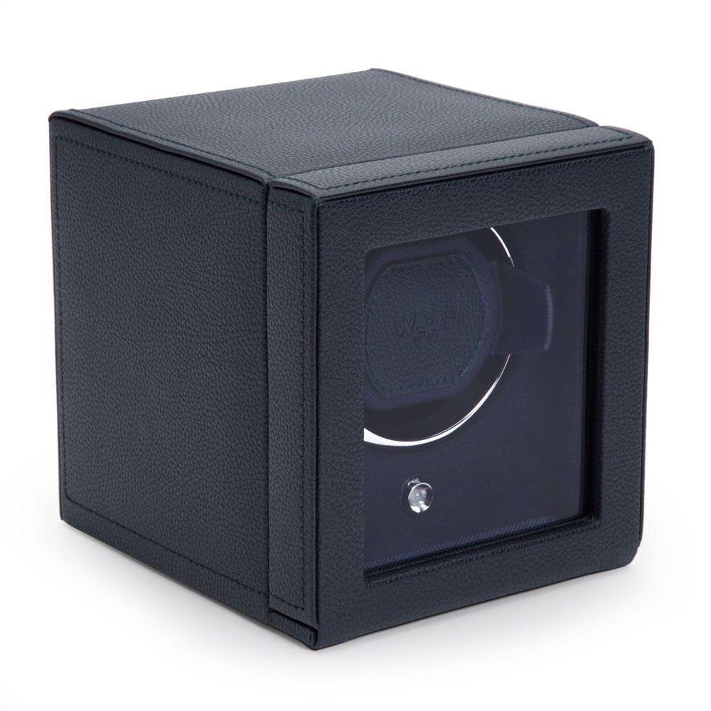 WOLF Cub Single Watch Winder With Cover in Navy 4