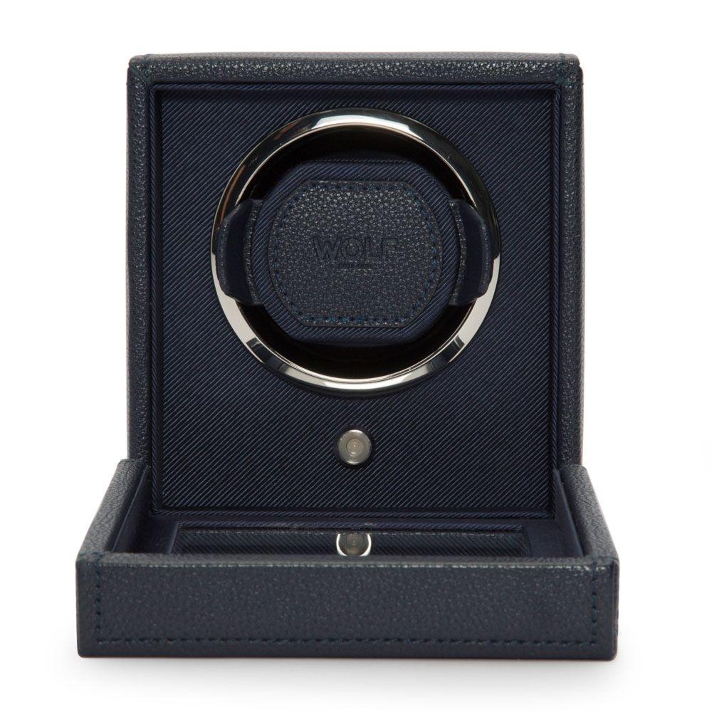 WOLF Cub Single Watch Winder With Cover in Navy 1