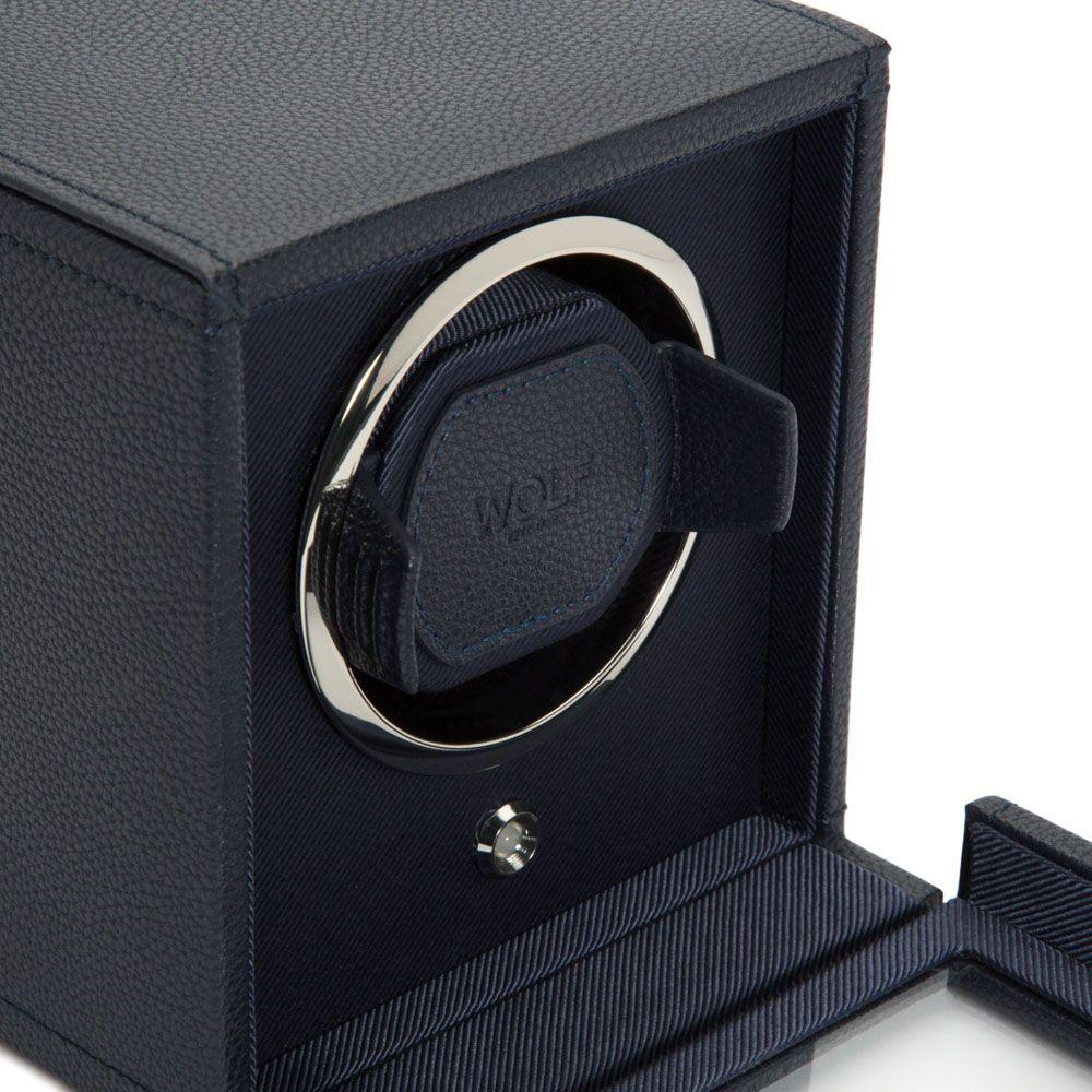 WOLF Cub Single Watch Winder With Cover in Navy 3