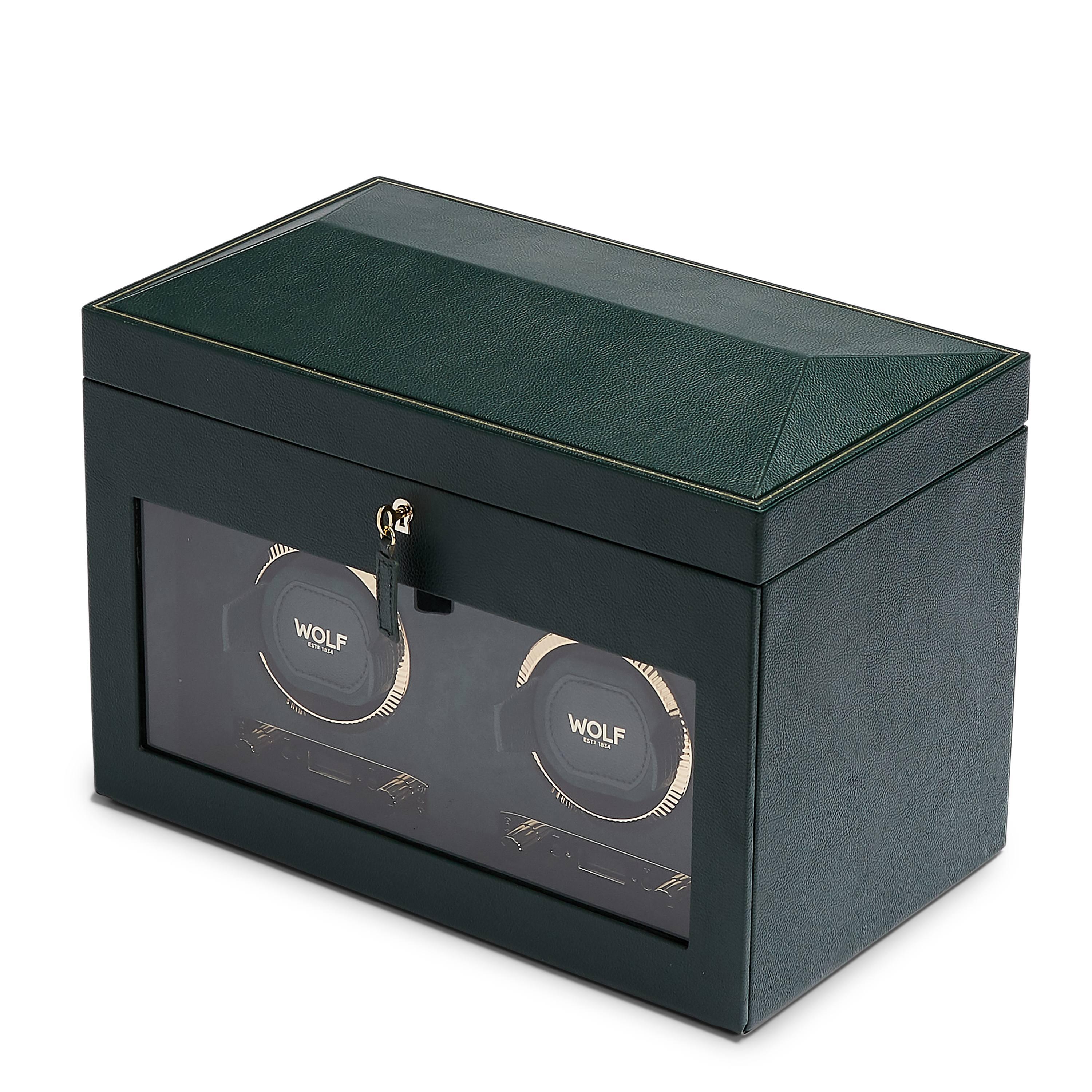 WOLF British Racing Green Double Watch Winder | Side View