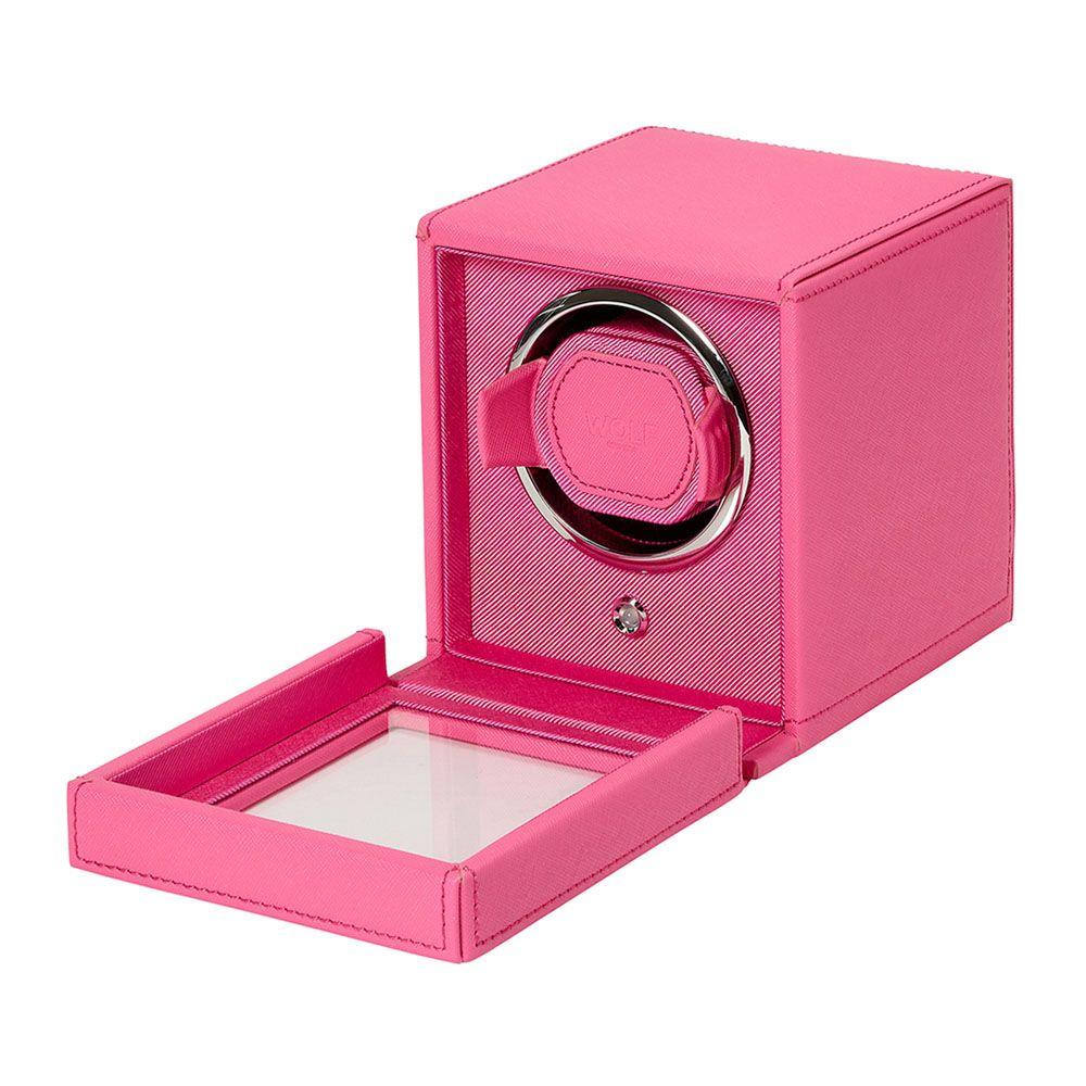 WOLF Cub Single Watch Winder With Cover in Tutti Frutti Pink 2