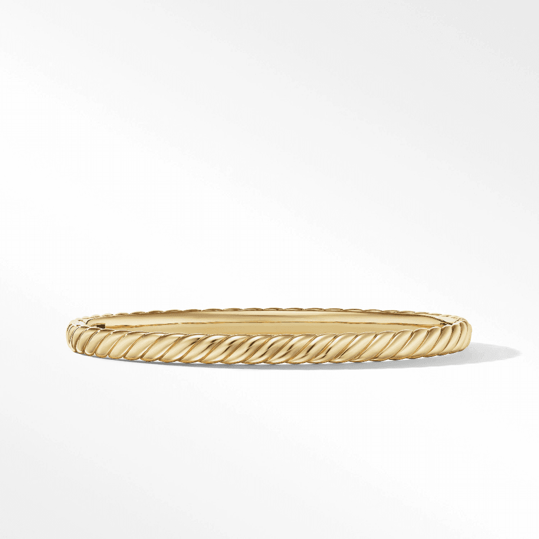 David Yurman Sculpted Cable 4.5mm Cable Bangle in Yellow Gold, size large 2