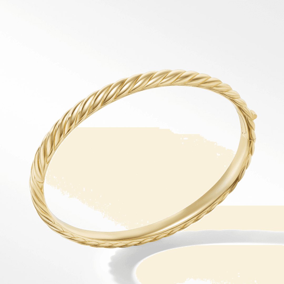 David Yurman Sculpted Cable 6mm Cable Bangle in Yellow Gold, size medium