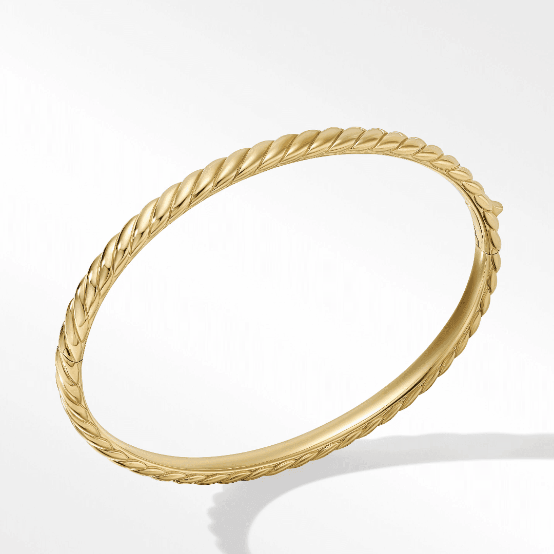 David Yurman Sculpted Cable 4.5mm Cable Bangle in Yellow Gold, size medium
