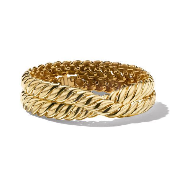 David Yurman Sculpted Cable Double Row Wrap Bracelet in 18k Yellow Gold
