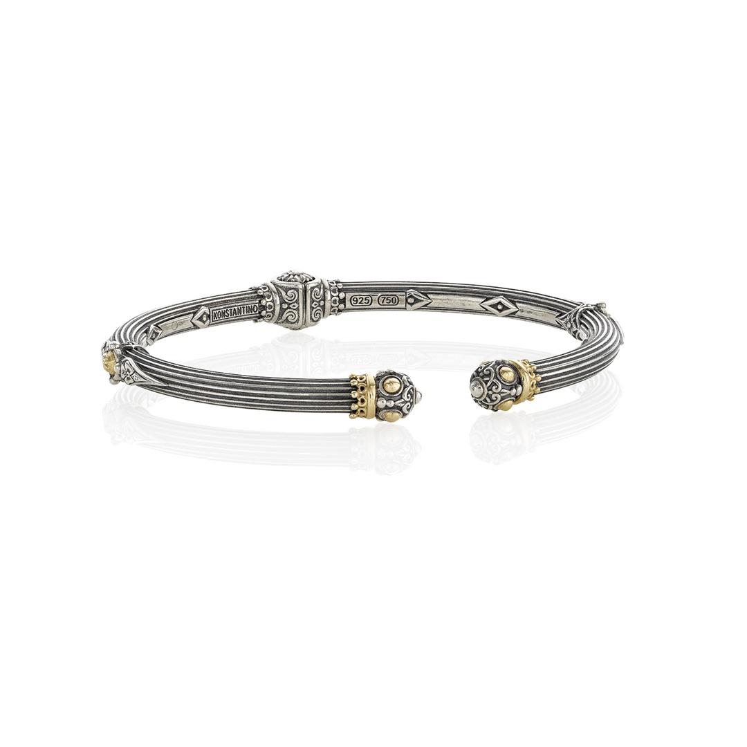 Konstantino Delos small grooved open hinge bracelet_1