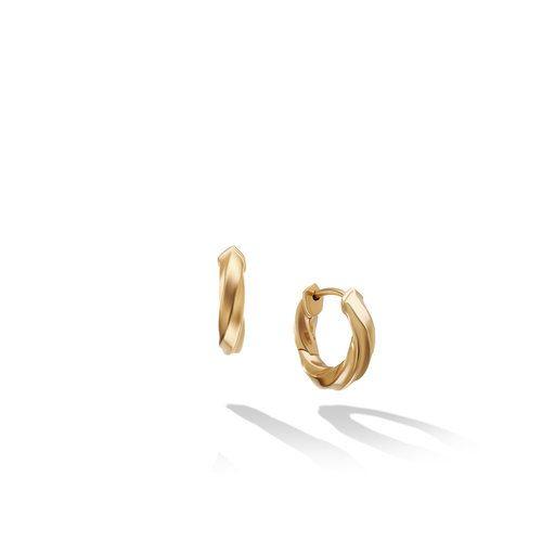 David Yurman Cable Edge Huggie Hoop Earrings in Recycled 18K Yellow Gold