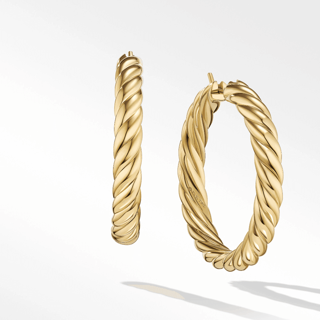 David Yurman Sculpted Cable Hoops in 18k Yellow Gold