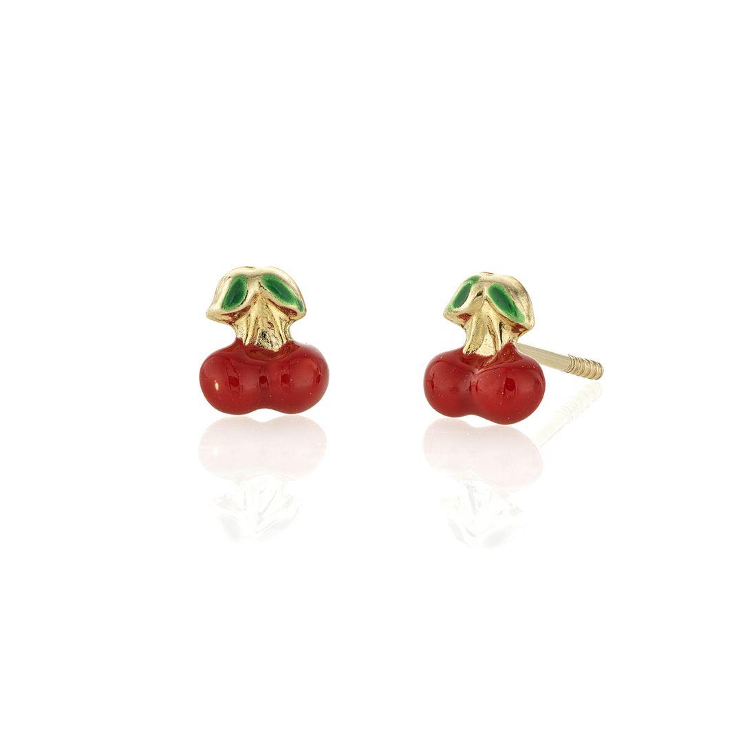 Child's Cherry Enamel Earrings