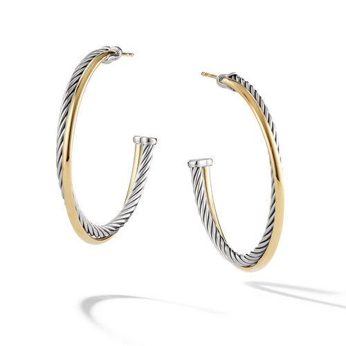 David Yurman Crossover Large Hoop Earrings with 18K Gold