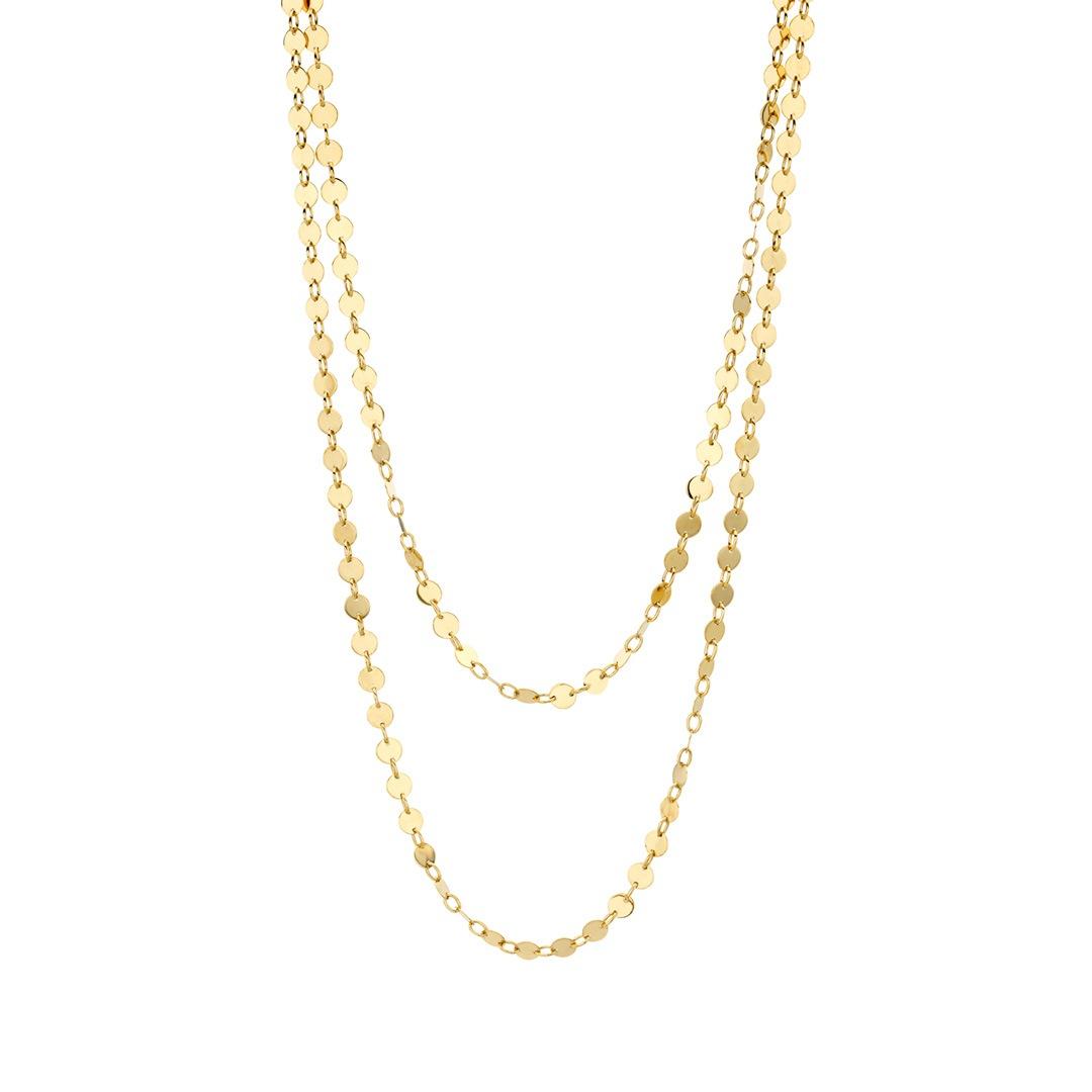 Yellow Gold Long Disc Necklace