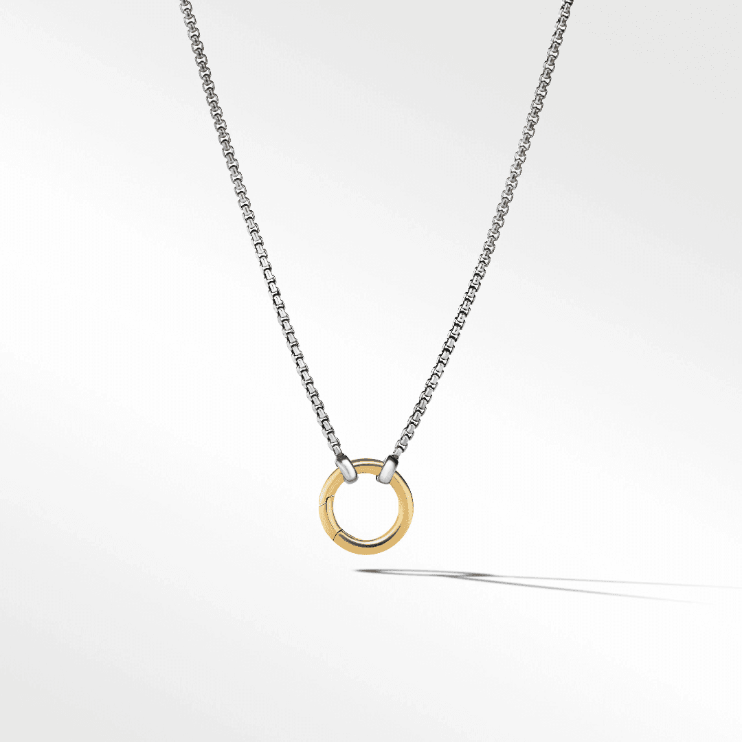 David Yurman Cable Chain Necklace with 18k Yellow Gold Amulet Box Slider