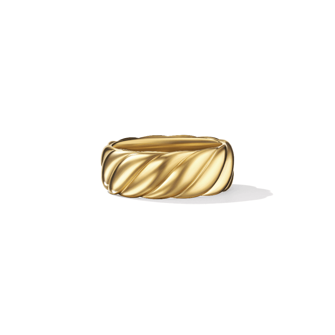 David Yurman Sculpted Cable Contour Band Ring in 18K Yellow Gold