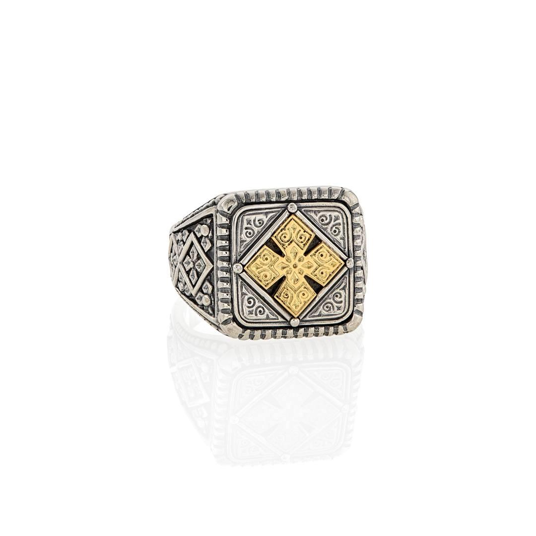 Konstantino Men's Maltese Cross Ring with 18k Yellow Gold
