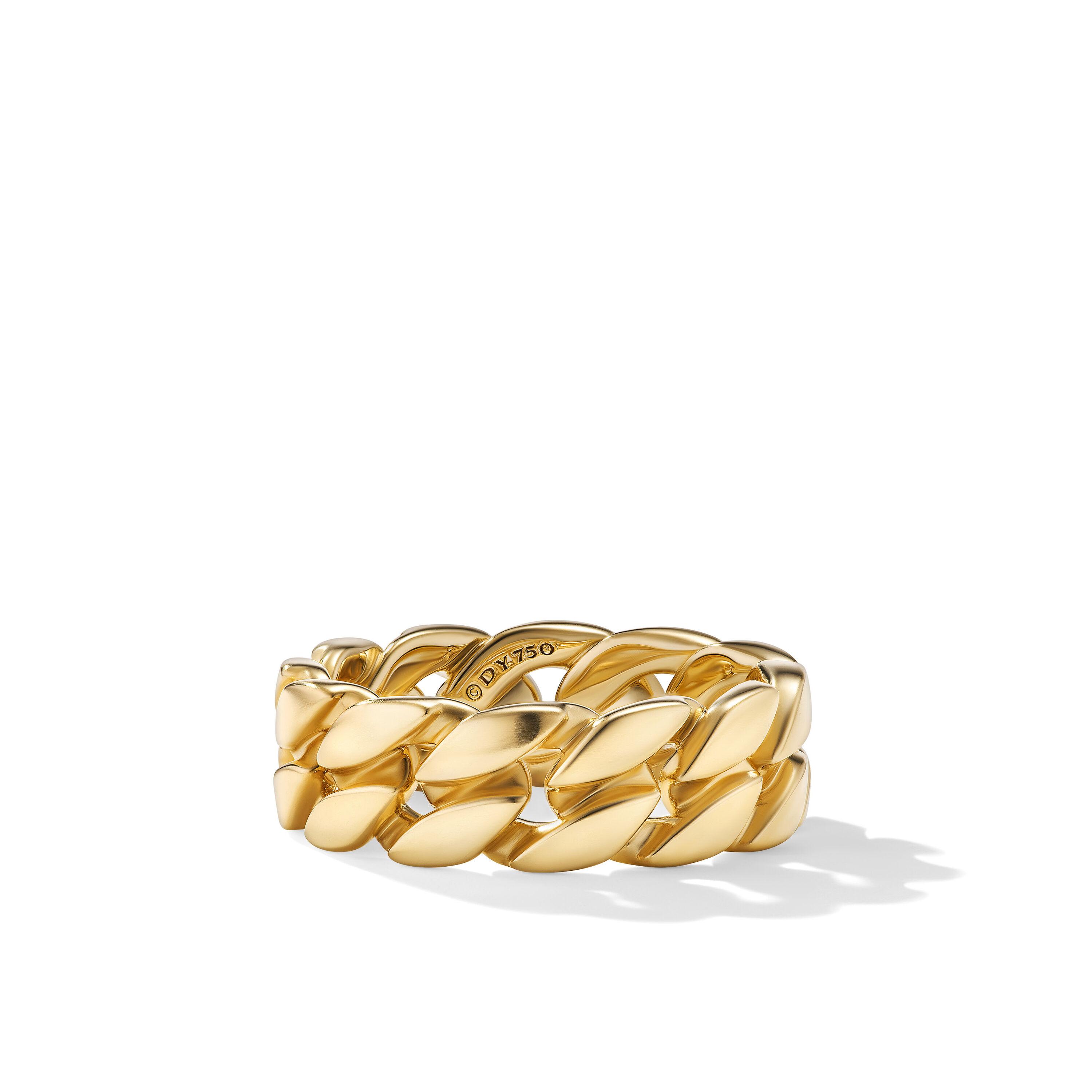 David Yurman 18k Yellow Gold Curb Chain 8mm Band Ring