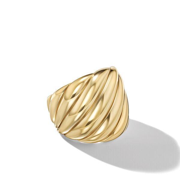 David Yurman Sculpted Cable Cigar Ring in 18k Yellow Gold, size 6.5