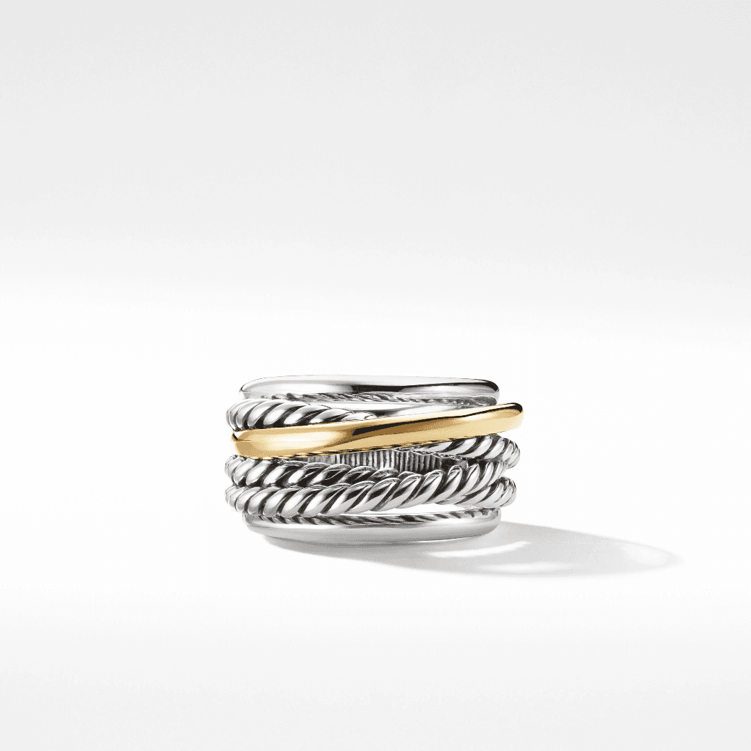 David Yurman Crossover Narrow Ring with 18k Yellow Gold, size 6