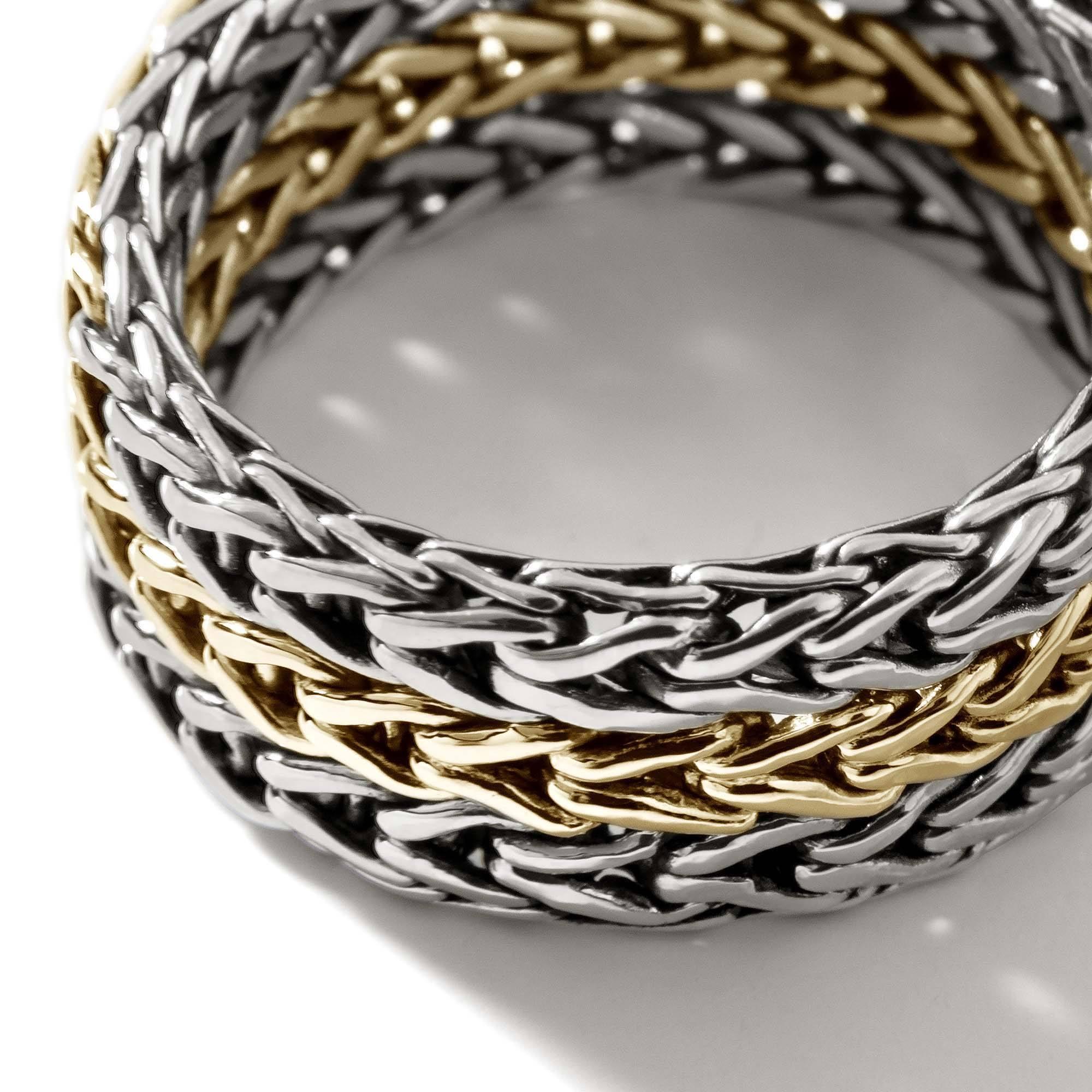 John Hardy Rata 9mm Chain Ring in Sterling Silver and Gold 1