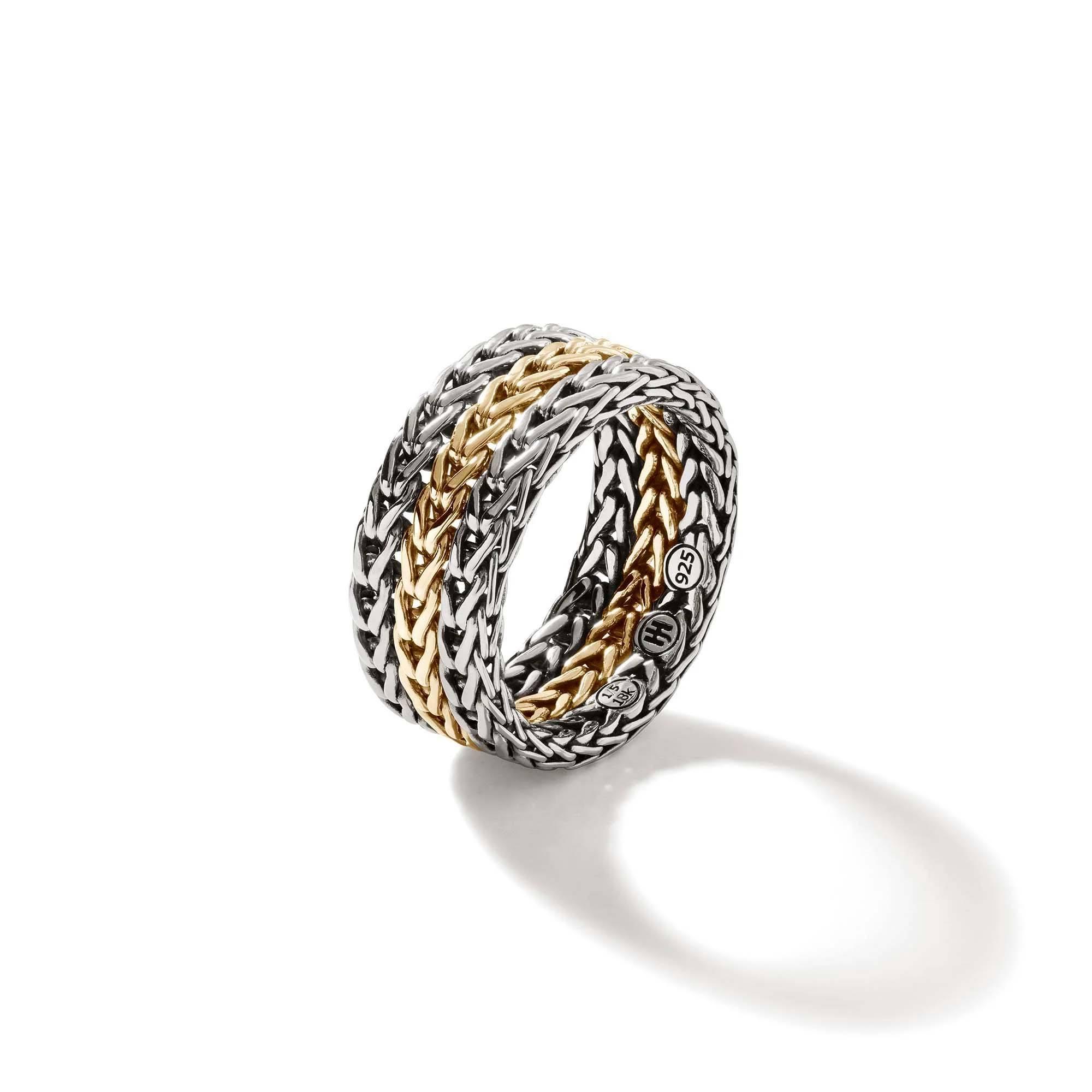 John Hardy Rata 9mm Chain Ring in Sterling Silver and Gold 2