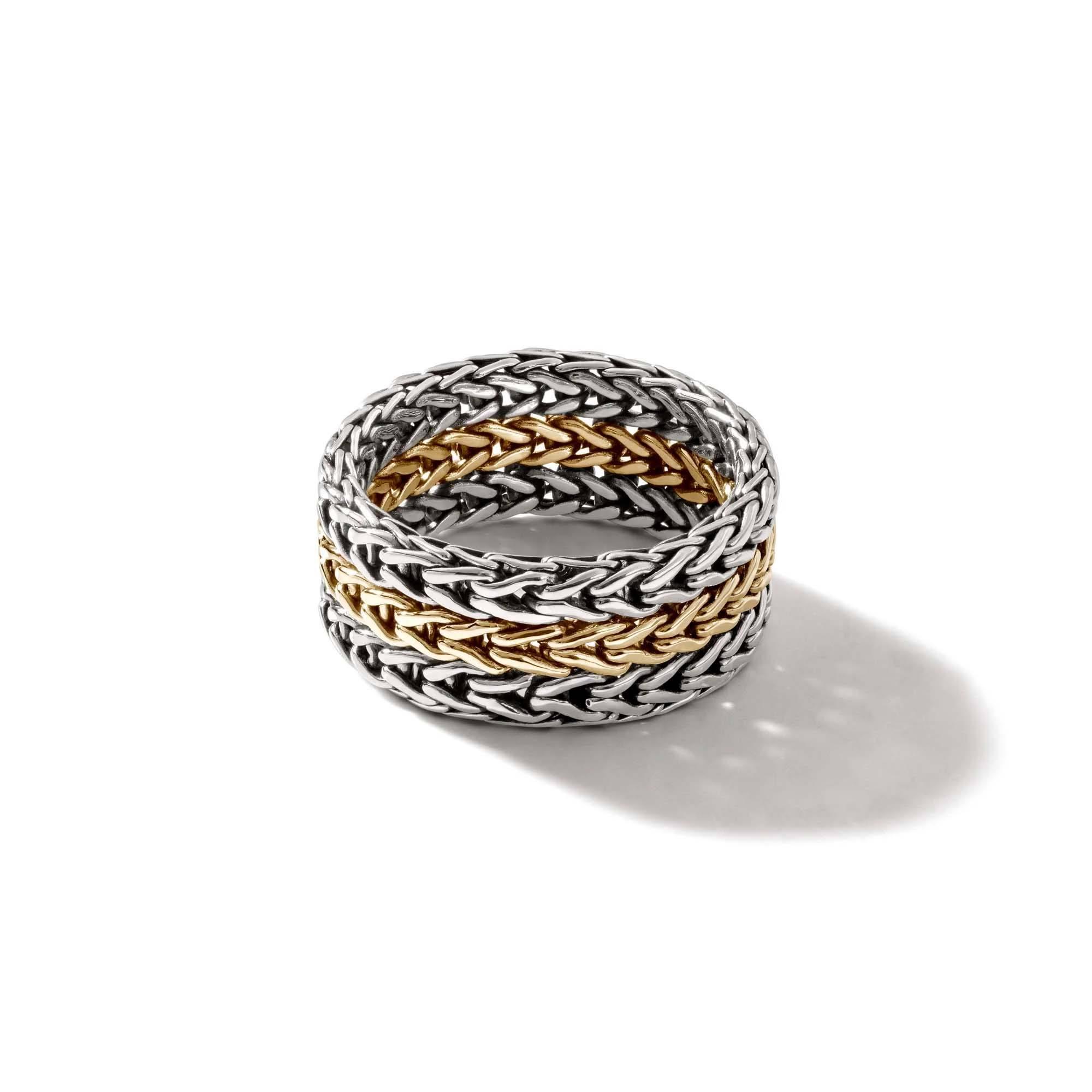 John Hardy Rata 9mm Chain Ring in Sterling Silver and Gold 4