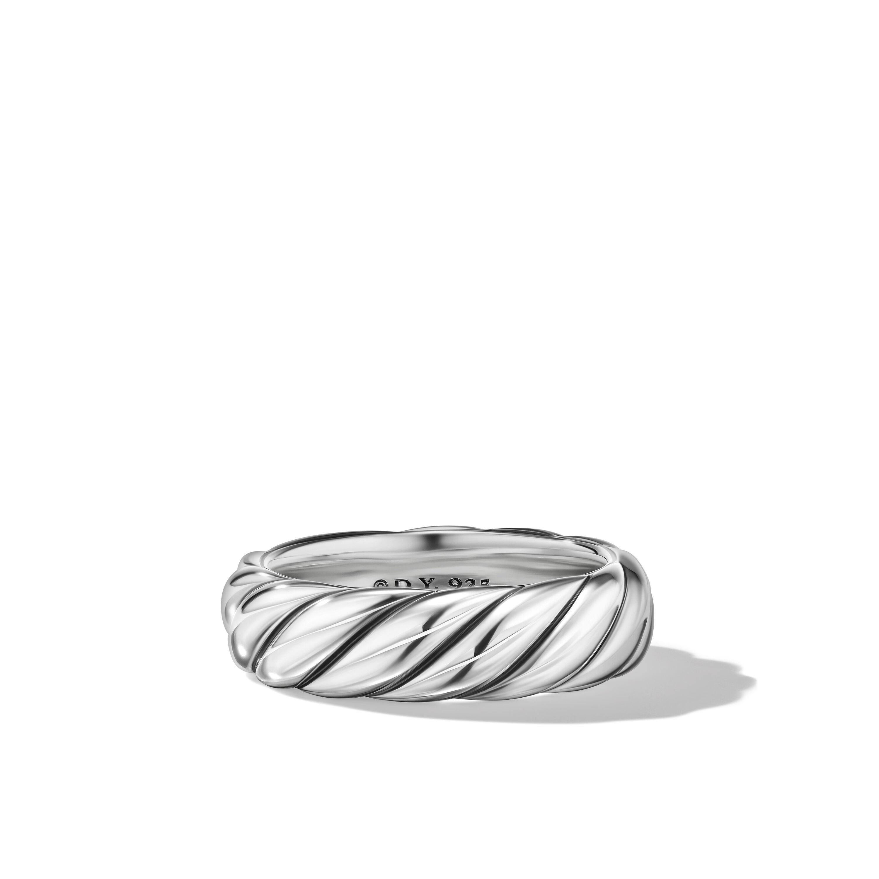 David Yurman Sculpted Cable 6mm Band in Sterling Silver, size 6 0