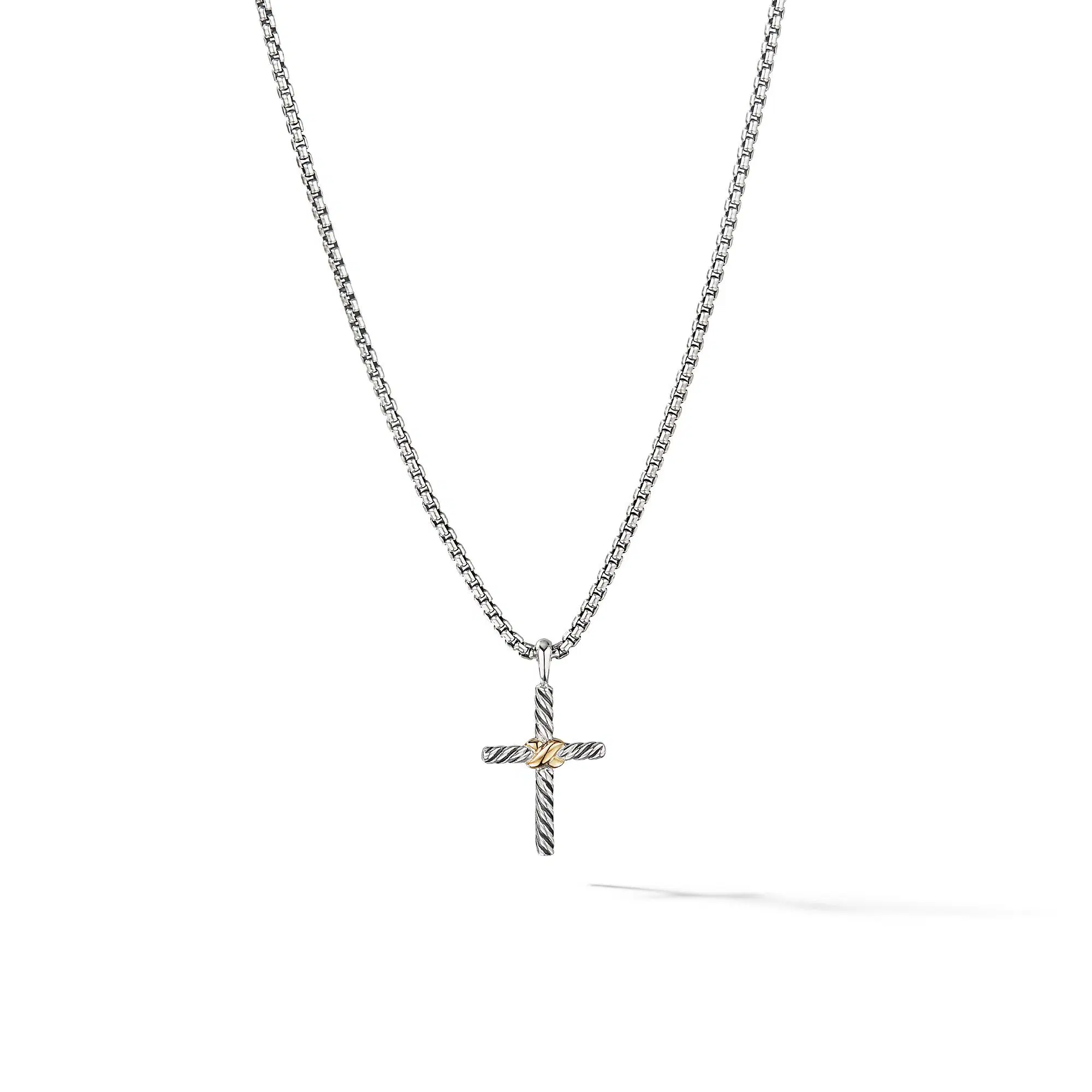 David Yurman Petite X Cross Necklace with 14K Gold, 16 Inches