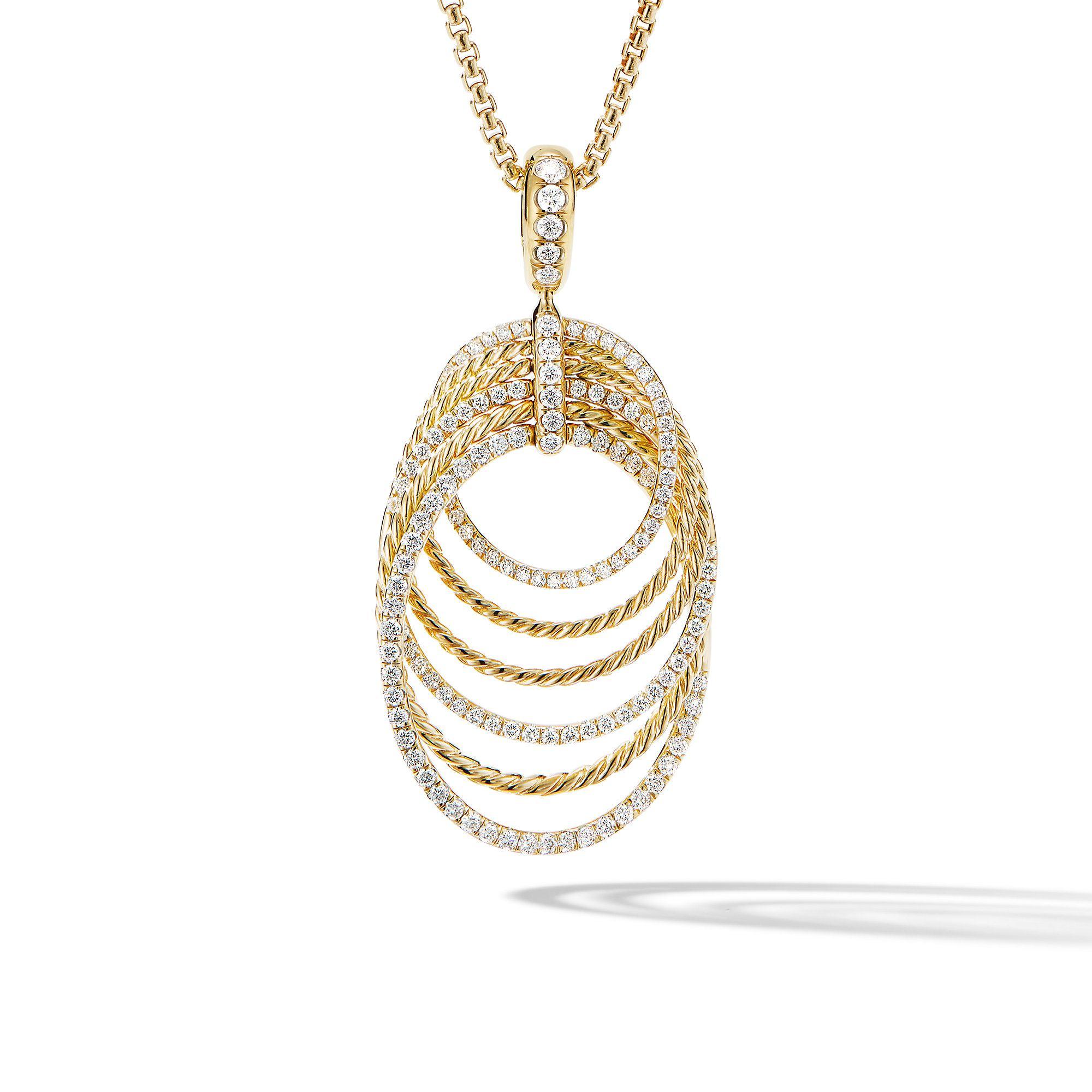 David Yurman DY Origami Pendant Necklace in 18k Yellow Gold with Diamonds
